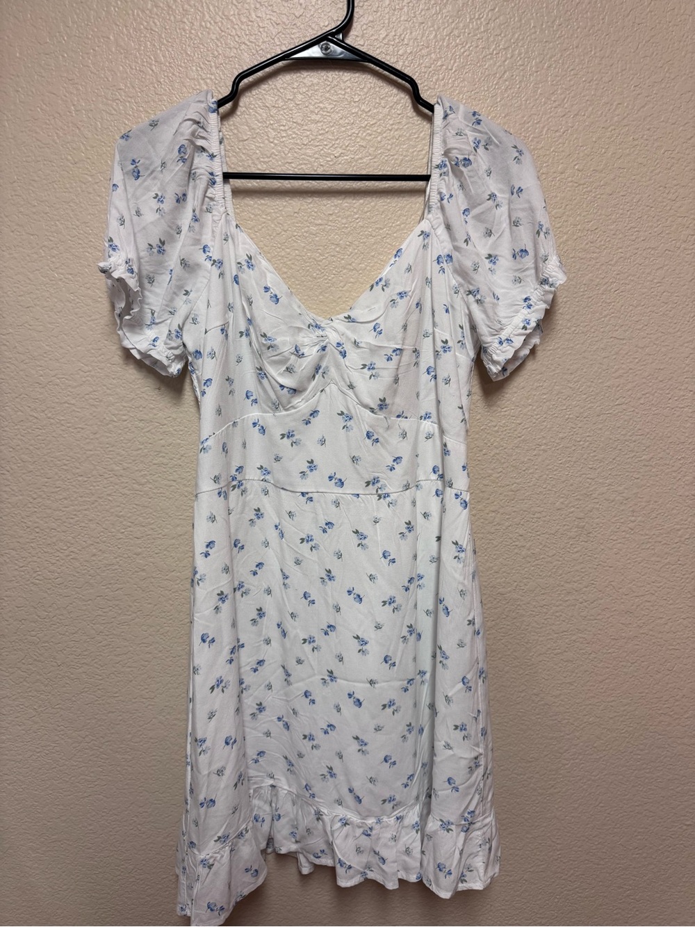 White Mini Dress with Blue Floral
